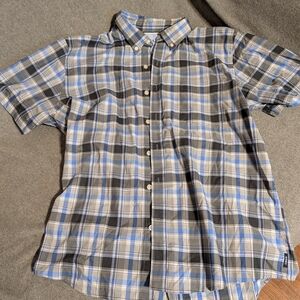 Izod Casual Blue and Black Plaid Shirt